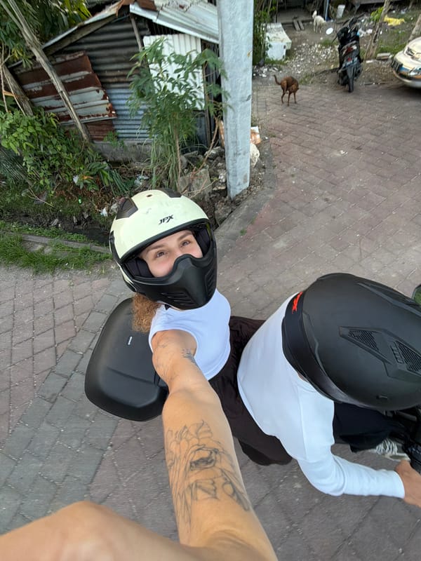 Selfie on a scooter ride through North Kuta, Bali