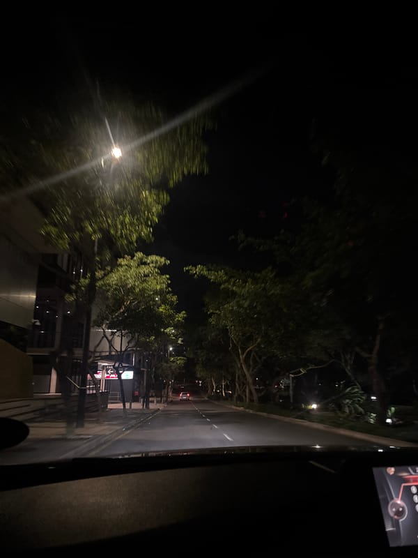 Nighttime drive through Umhlanga Rocks streets captured
