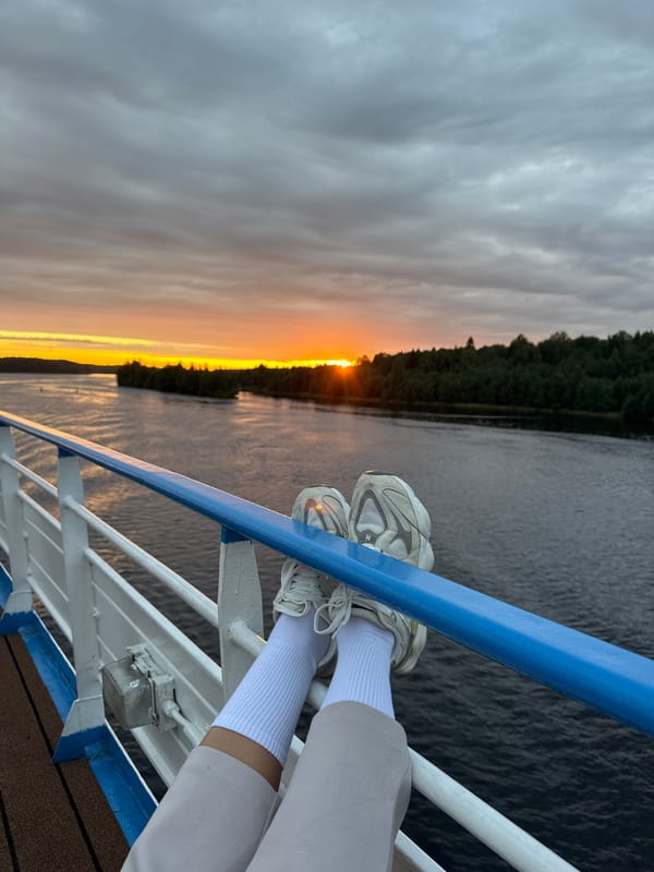 Cargo traffic on a Russian waterway at golden hour