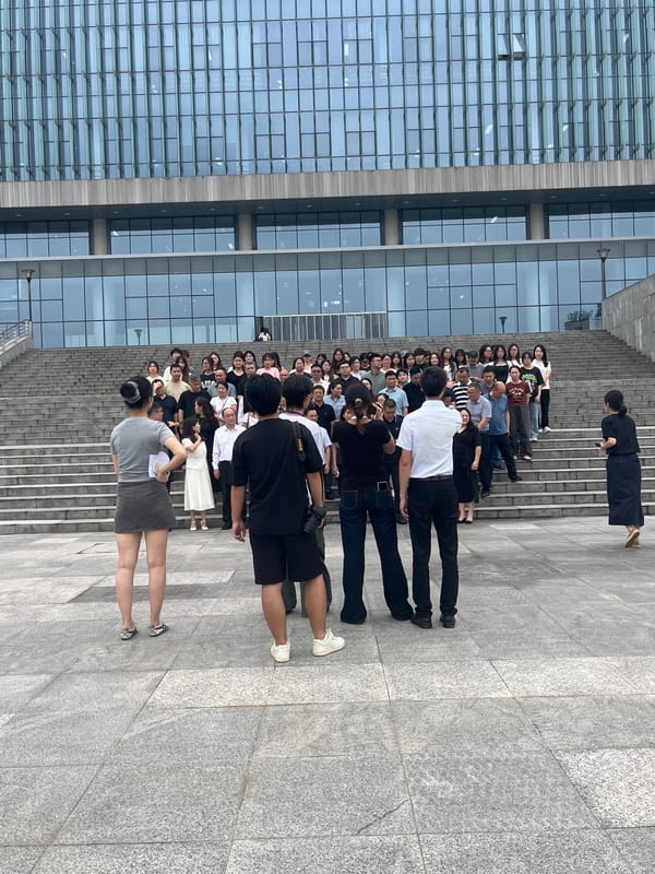 Group gathering and outdoor scenes at a Jiangjin park campus