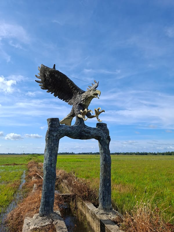 Eagle statue draws attention in Lhokseumawe, Indonesia