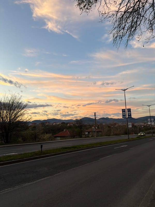 Evening walk documented in Kardzhali during colorful sunset