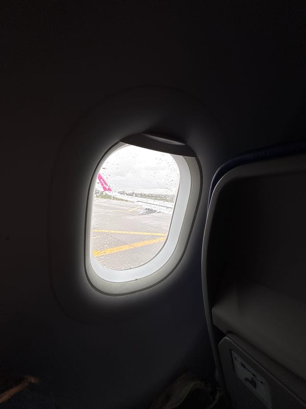 Rainy departure conditions captured from Wizz Air flight in Sofia