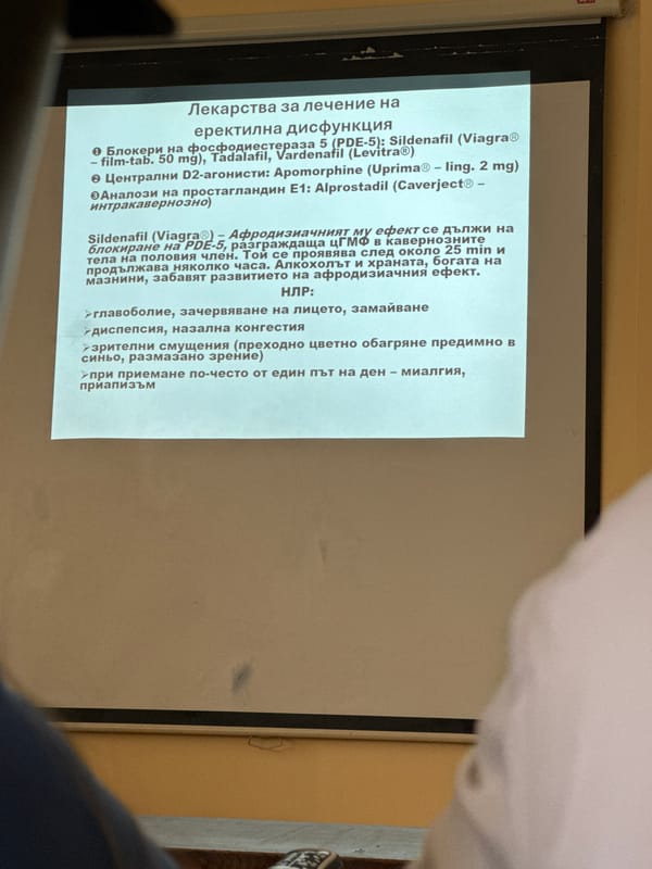 Medical education session documented in Sofia pharmaceutical classroom