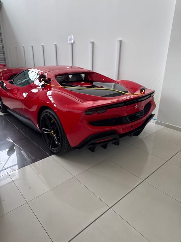 Red Ferrari SF90 Stradale spotted indoors in Sofia