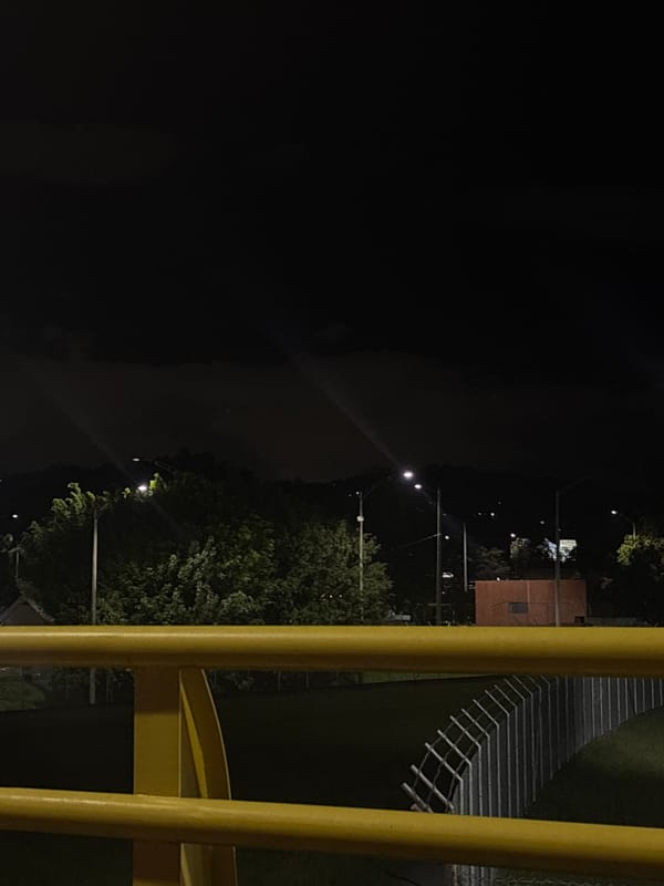 Nighttime park scene documented in Rionegro, Colombia