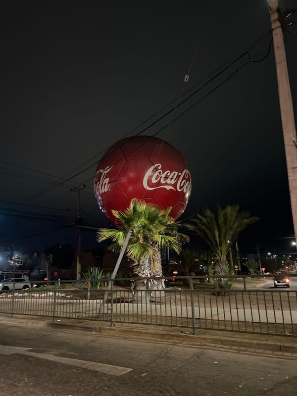 Coca-Cola soccer ball sphere display spotted in Arica, Chile