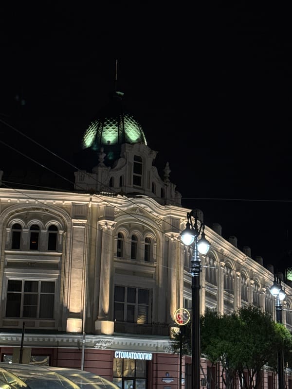 Nighttime street scenes documented in Omsk, Russia