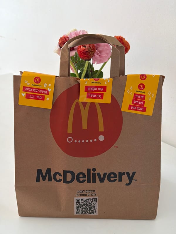 McDonald's hangover breakfast delivery documented in Tel-Aviv