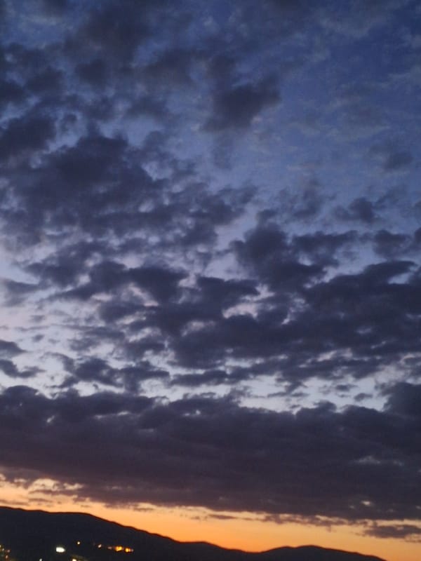 Dramatic twilight sky photographed over Blagoevgrad mountains