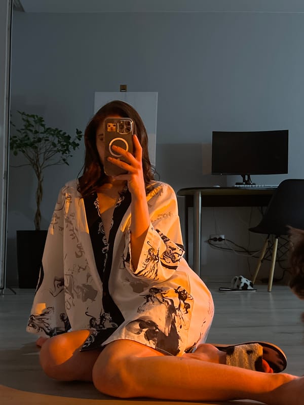 Woman documents outfit changes in Ternopil apartment selfie session