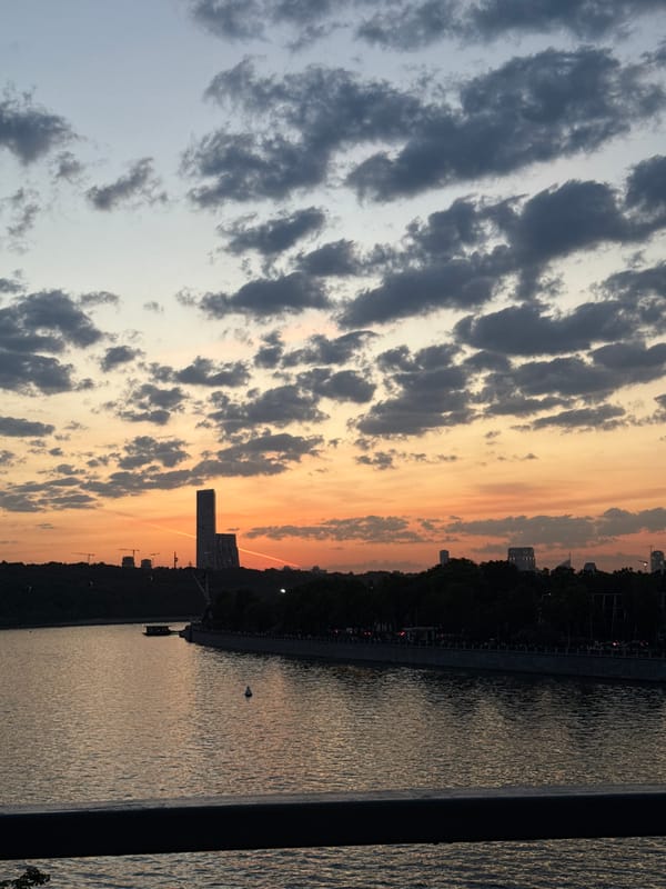 Sunset observed along Moskva River in Moscow