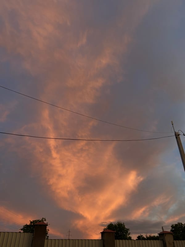 Rural sunset skies photographed from multiple angles at dusk