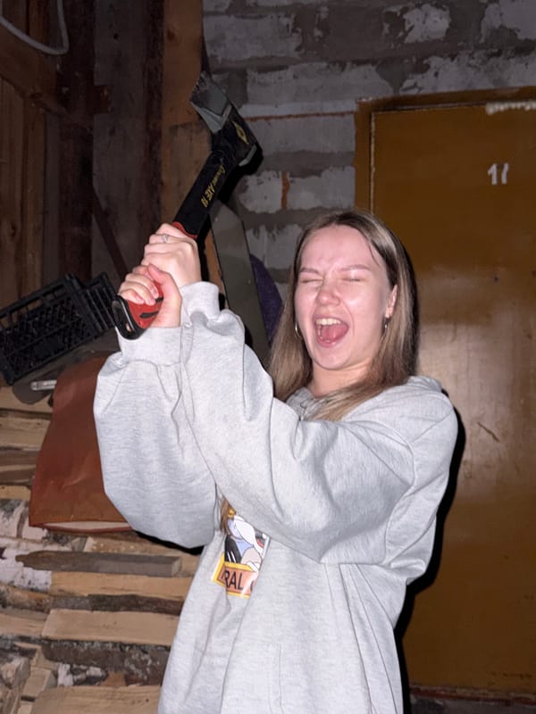 Woman in grey hoodie documented in various activities, Zhigalki Russia