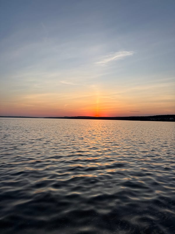 Sunset observed over Votkinsk reservoir, Russia