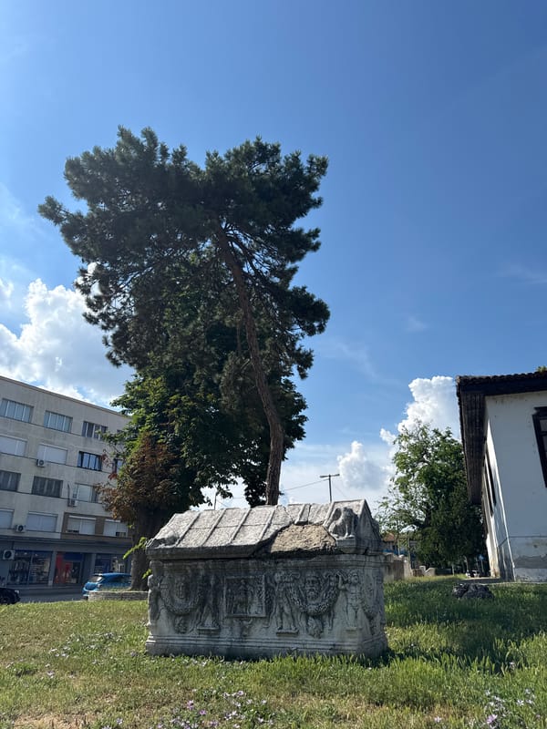 Sunny afternoon in Vidin's historic square, Bulgaria