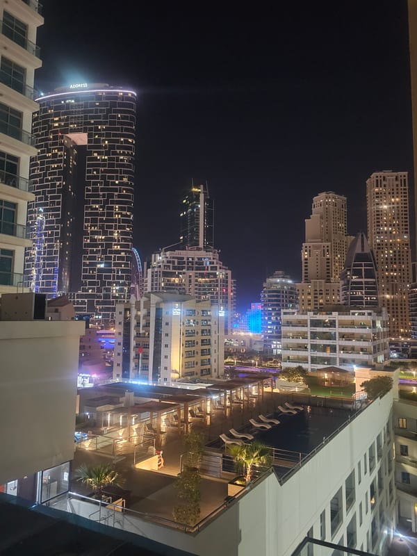Aerial night view captures Dubai's high-rise skyline April 14