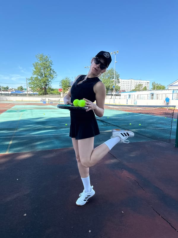 Tennis practice and candid moments at a Chaikovsky outdoor court