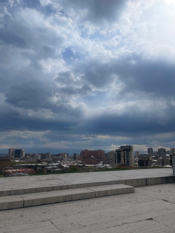 Dramatic clouds photographed over Yerevan from elevated viewpoints