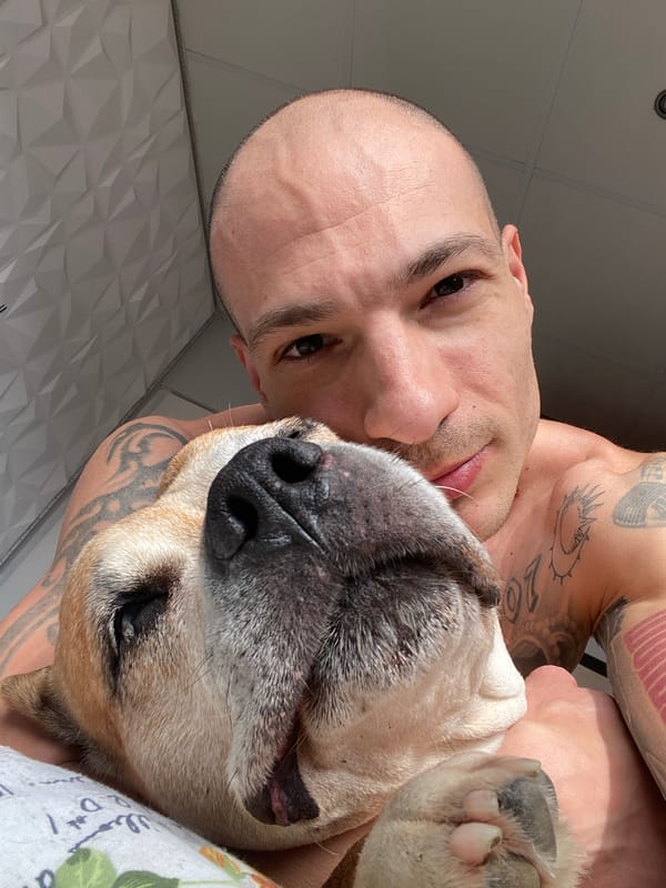 Man and dog share intimate moment in Pleven