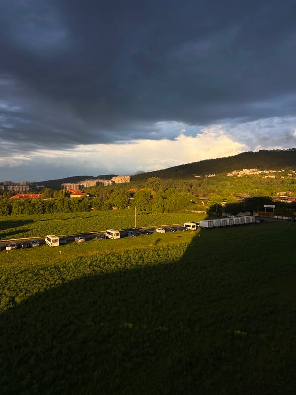 Golden hour hits Florești as storm clouds gather nearby