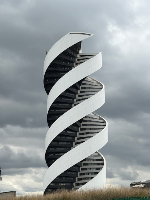 DNA helix-inspired tower spotted in San Bernardino Tlaxcalancingo, Mexico