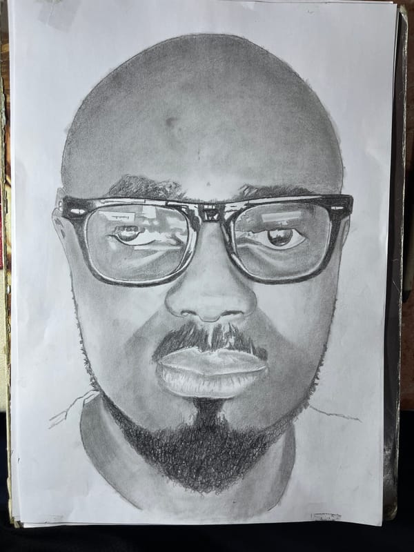 Pencil portrait of bearded man documented in Jos