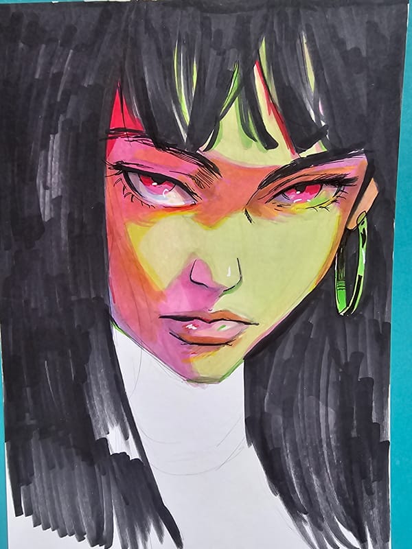 Artist creates colorful character sketches in Burgas sketchbook