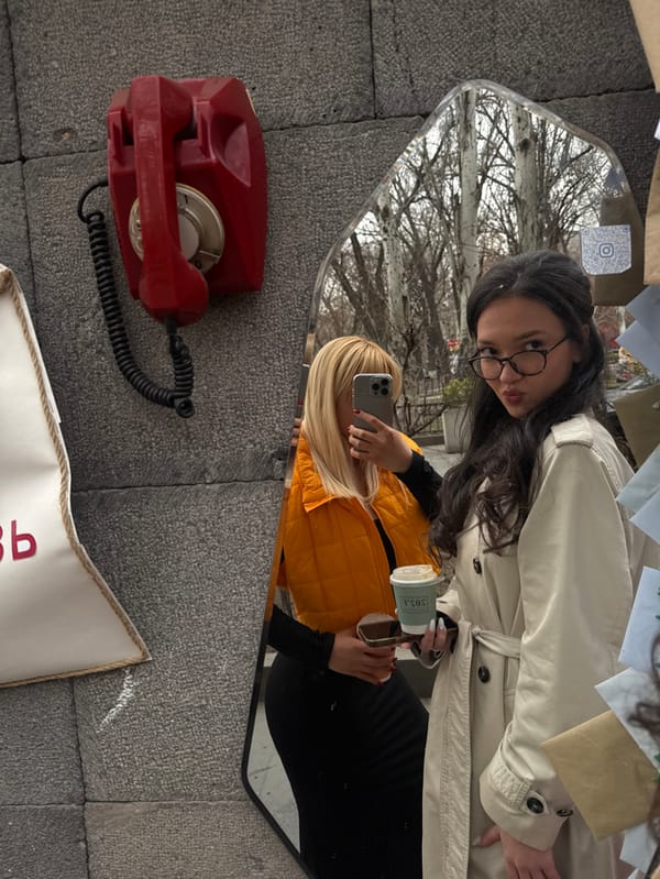 Woman enjoys afternoon dining and dog park visit in Yerevan