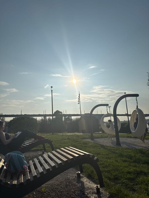 Sunny afternoon on the Kama River promenade, Perm