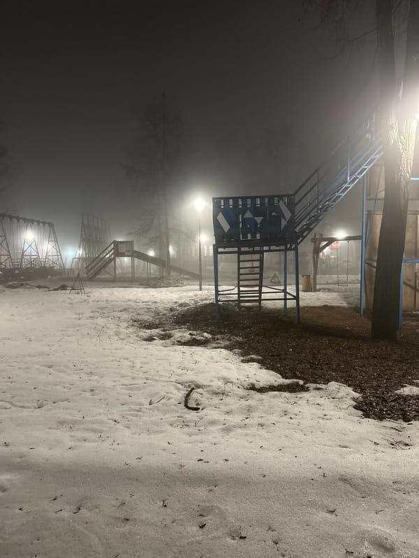 Dense fog shrouds Sarapul, Russia landmarks on April evening