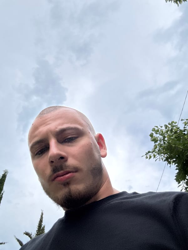 Man documents brief outdoor moment with dog in Stara Zagora