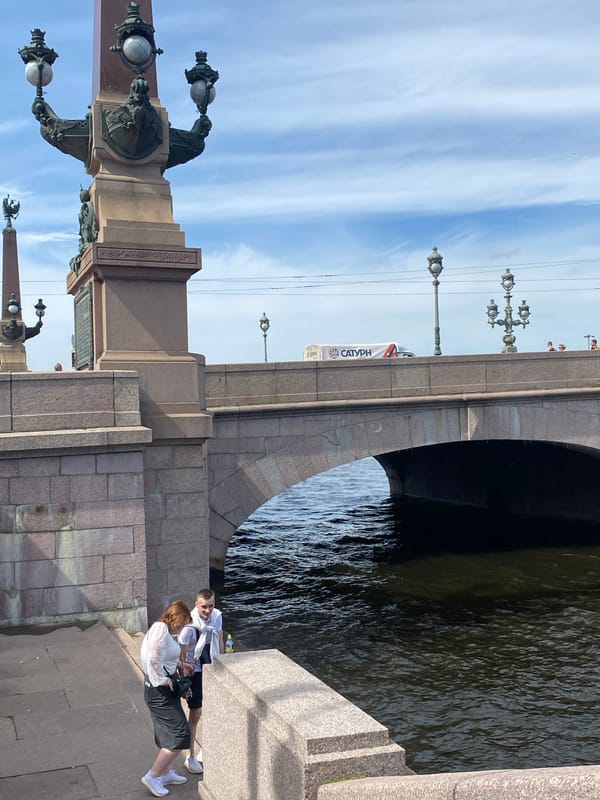 Saint Petersburg canals and the Trinity Bridge on the Neva