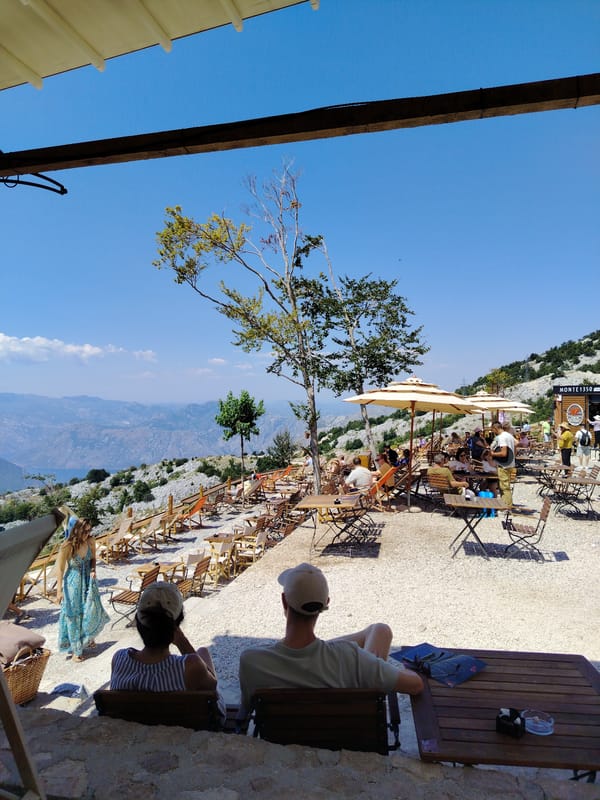 Hilltop cafe stop above the Bay of Kotor, Montenegro