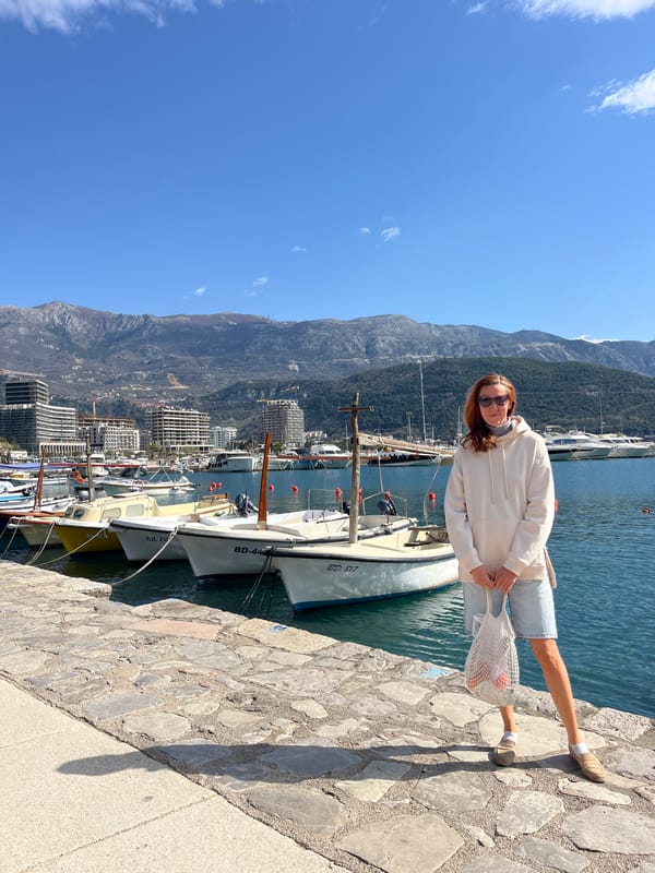 Morning harbor scene captured in Budva, Montenegro