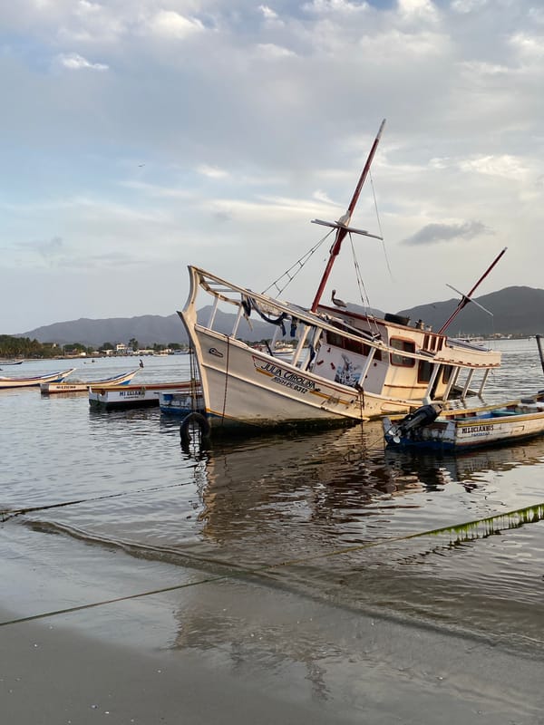 Fishing boat 'Julia Carolina' lists and sinks in Juan Griego bay
