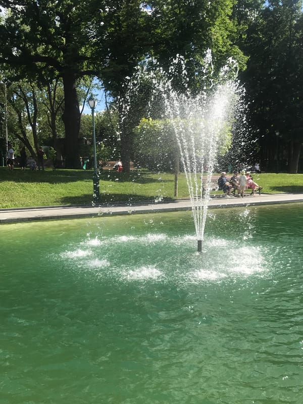 Park fountains and waterfalls in Kharkiv Ukraine