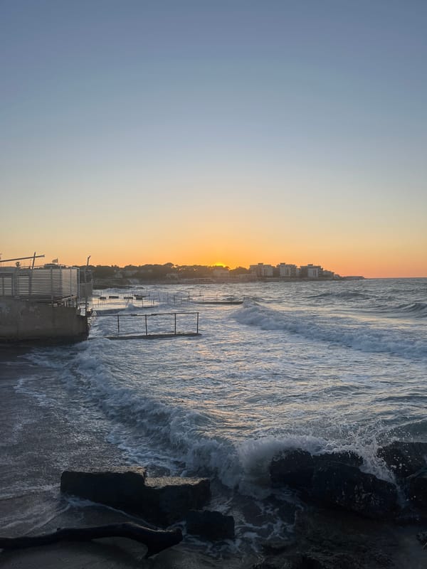 Sunset observed along Bari coastline, Italy