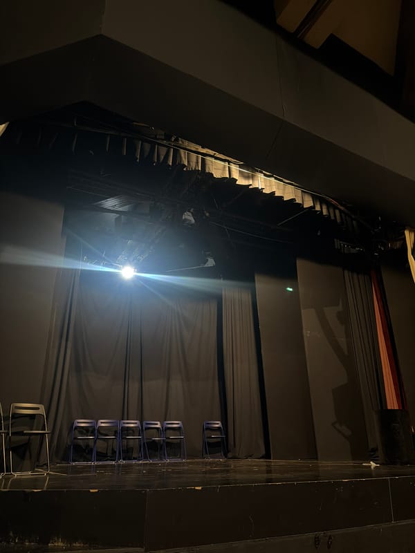 Theater backstage and outdoor dessert moments captured in Blagoevgrad