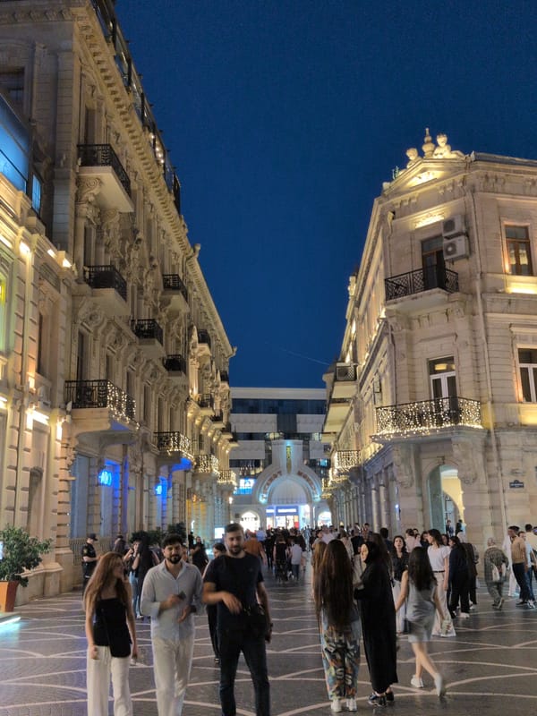 Baku city center buzzes on a June evening