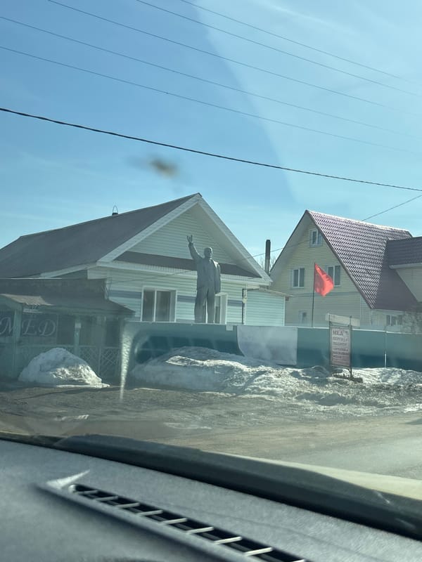 Vehicle passenger photographs buildings in Kryukovo, Russia