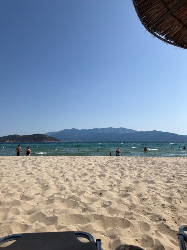 Sunny afternoon on the sandy shores of Keramoti, Greece
