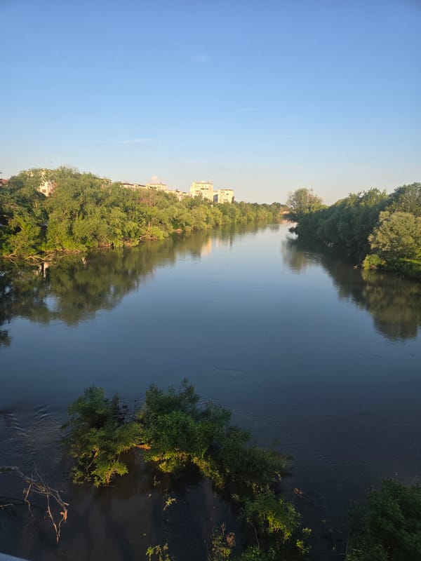 Dawn documentation captures waterway, residential area, parked vehicles