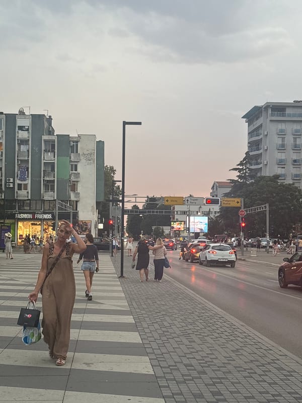 Sunset hour along Bar's waterfront and city streets
