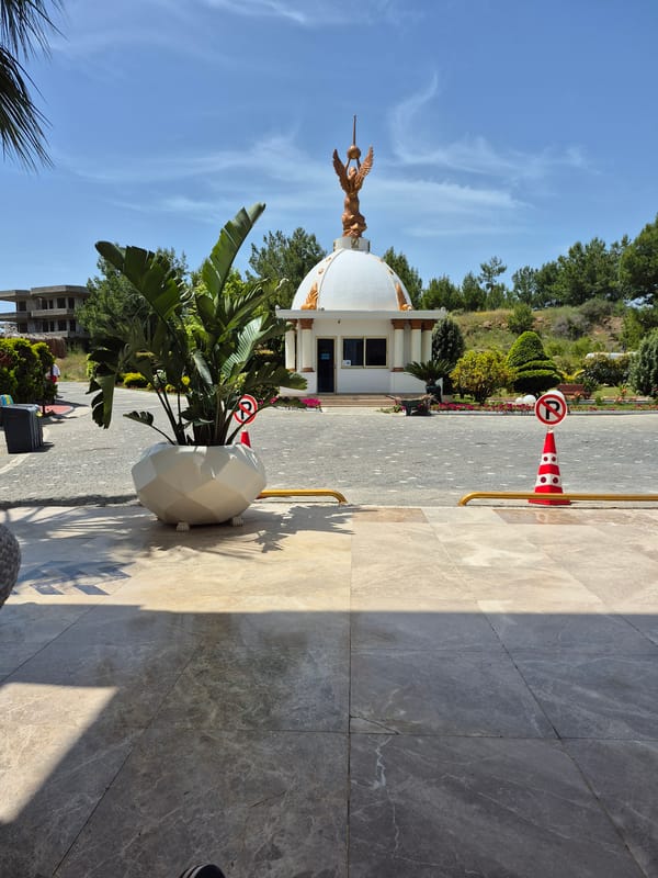 Tourist documents morning tour of Alanya landmarks and facilities
