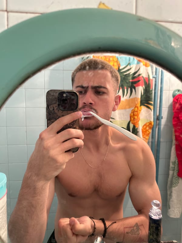 Man takes bathroom selfies while brushing teeth in Burgas