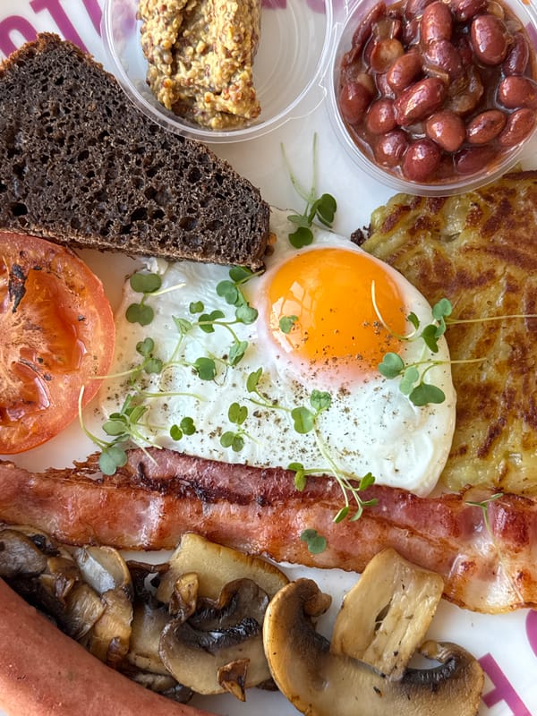 Morning breakfast and street walk documented in Saint Petersburg