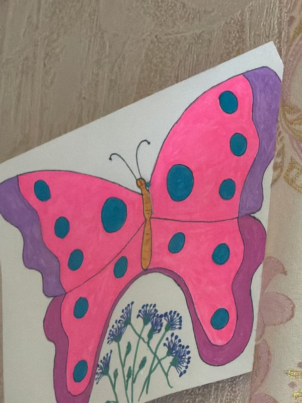 Butterfly artwork and outdoor walks on a summer morning