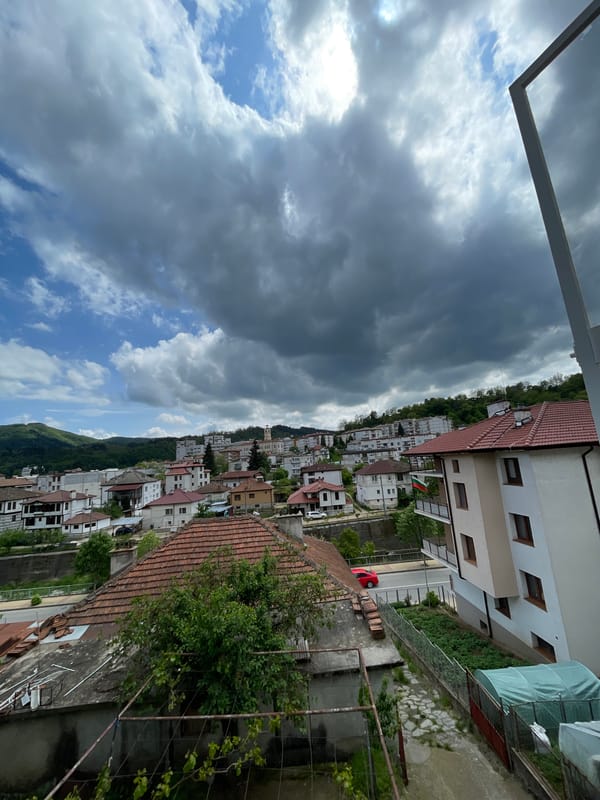 Zlatograd hillside residential area documented under cloudy Bulgarian skies