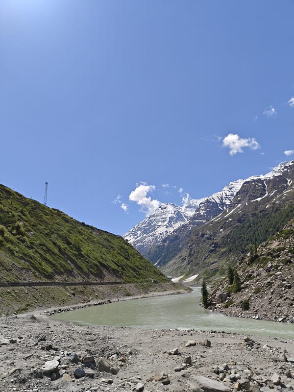 Mountain river landscape documented in Sissu, India